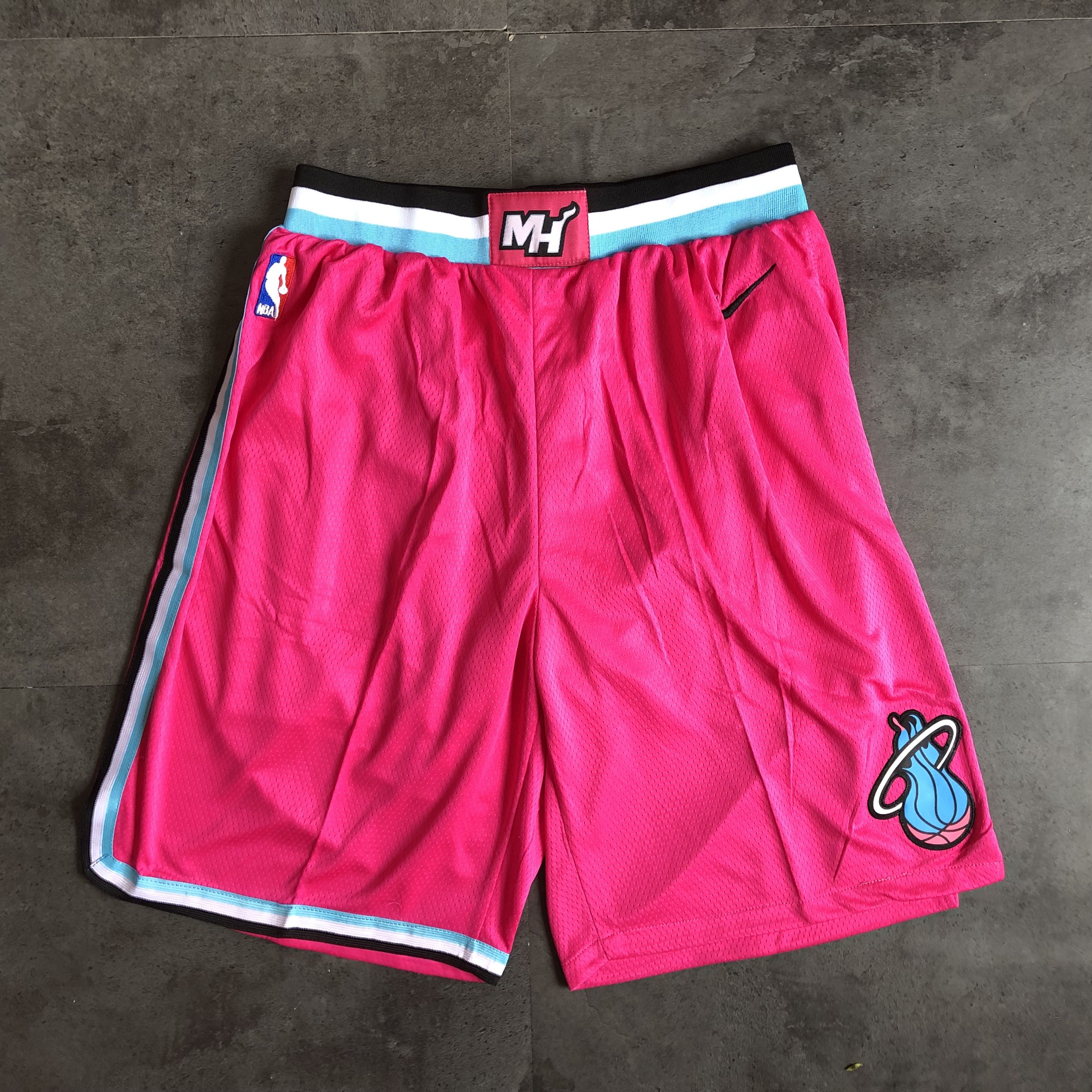 Cheap Men NBA Miami Heat Pink Nike Shorts 0416